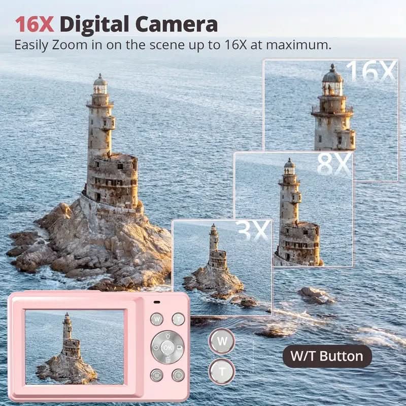 Digital Camera Vintage Design 1080p Video Compact Lightweight Metal Body
