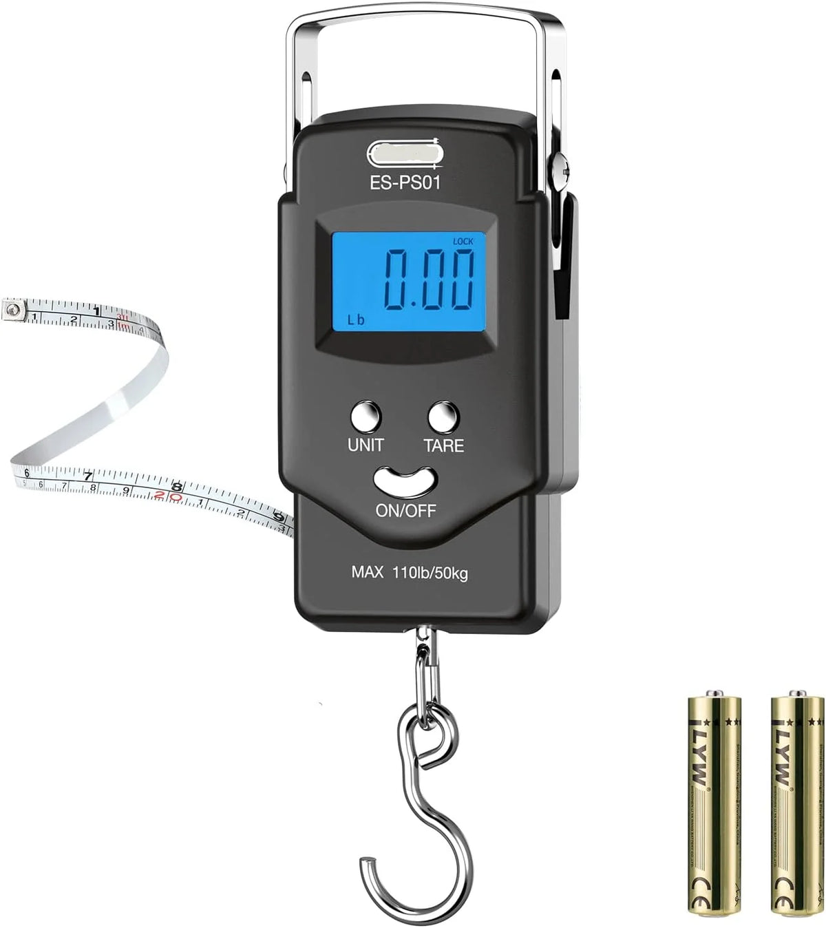Digital Hanging Scale 110 lb Built-In Tape Measure