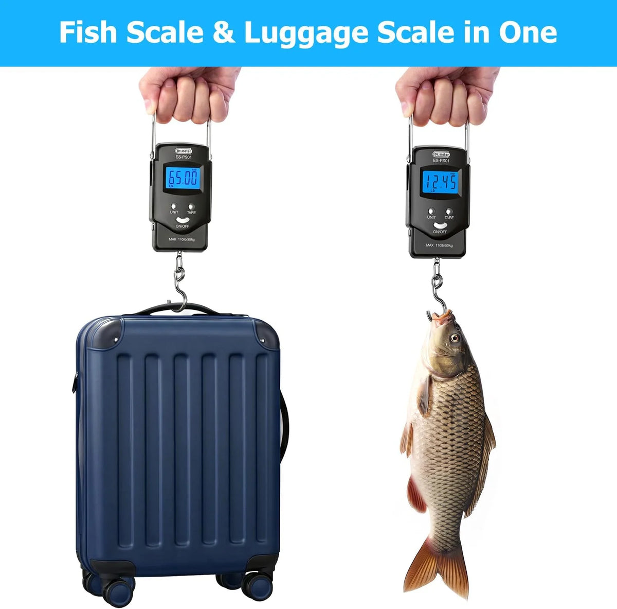Digital Hanging Scale 110 lb Built-In Tape Measure