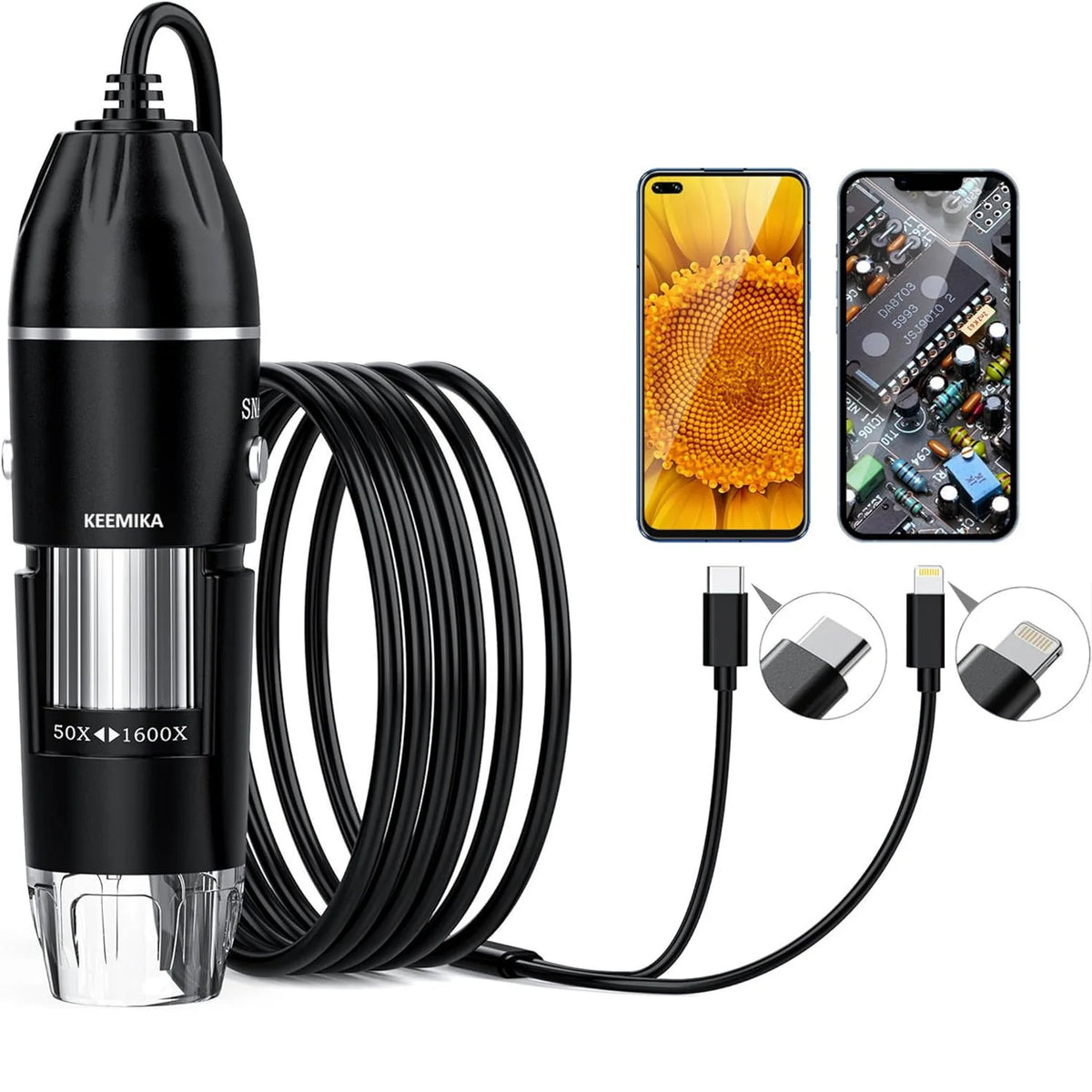 Digital Microscope 1600× Magnification USB-Powered