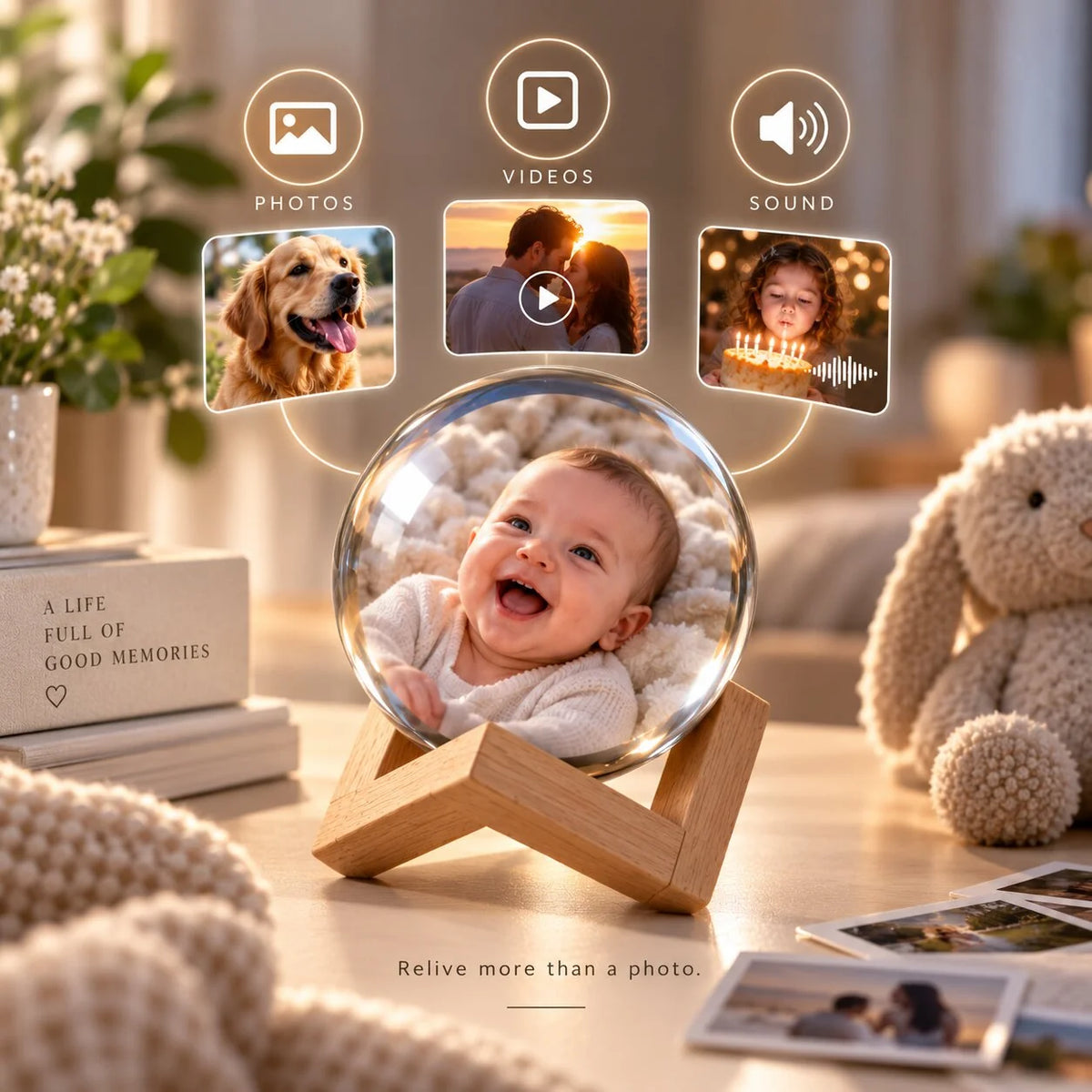 Digital Photo Display Sphere 2.75-Inch HD USB-C Transfer