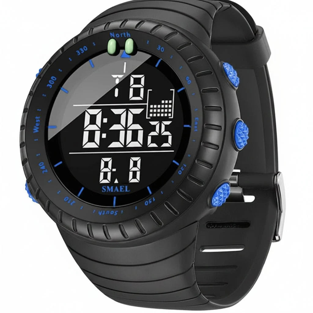 Digital Sports Watch Shock-Resistant Water-Resistant LED Backlight