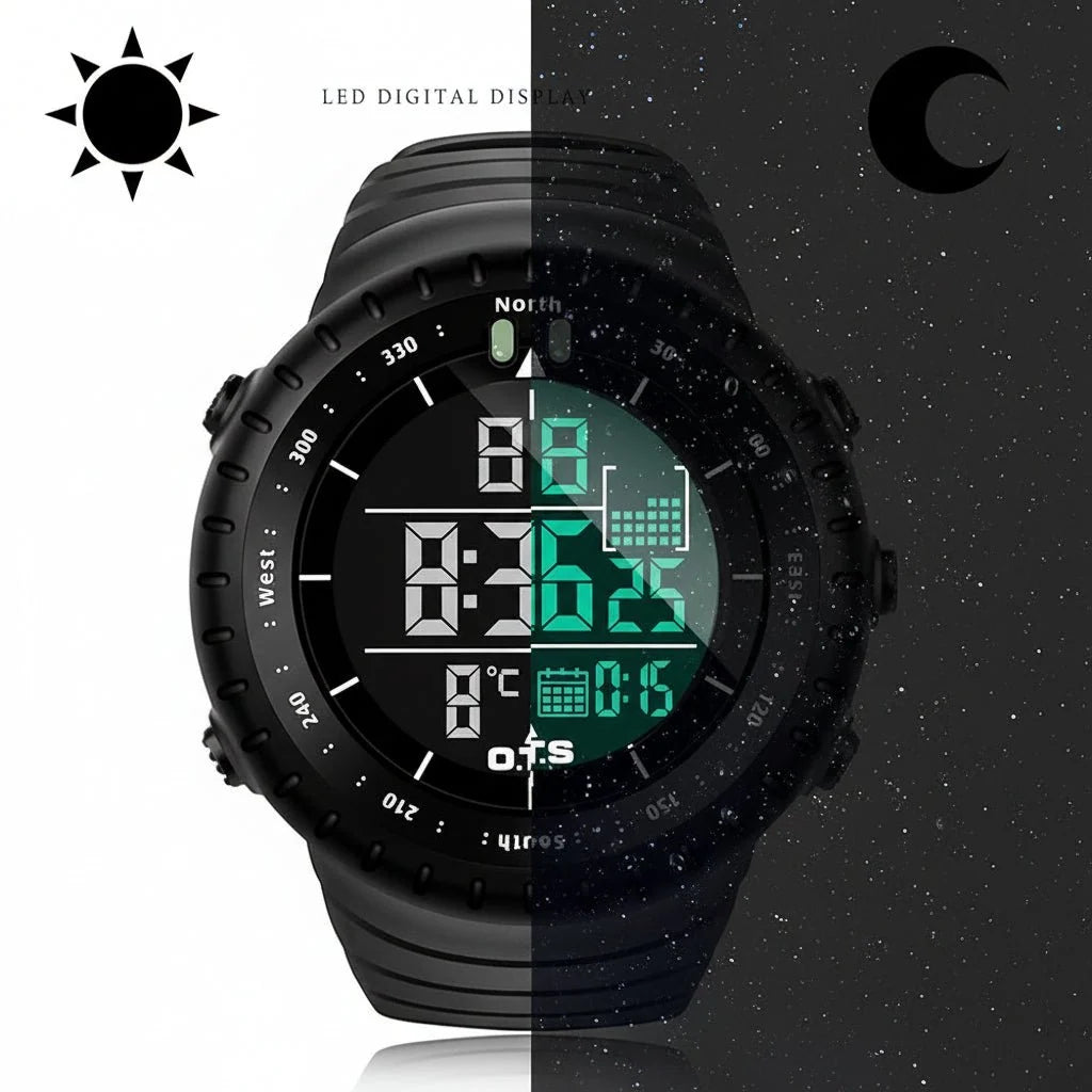 Digital Sports Watch Shock-Resistant Water-Resistant LED Backlight