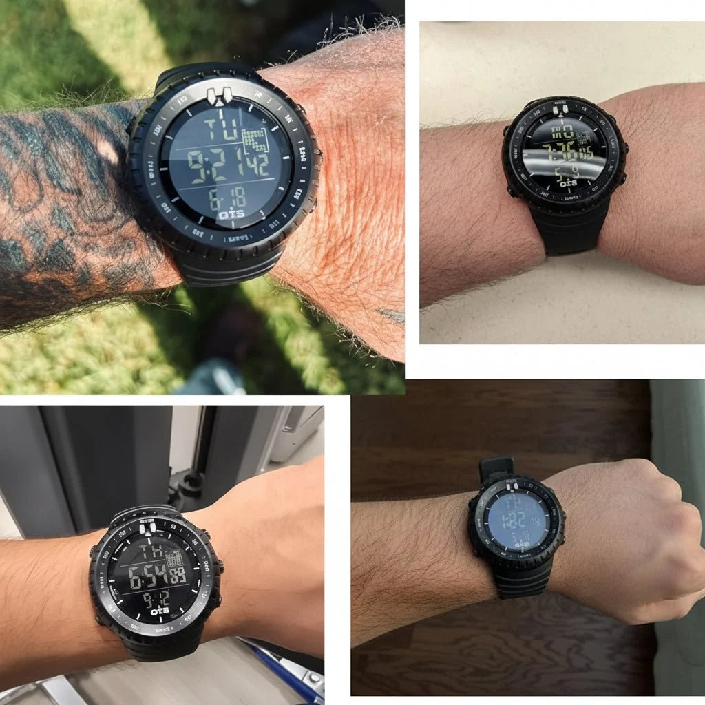 Digital Sports Watch Shock-Resistant Water-Resistant LED Backlight