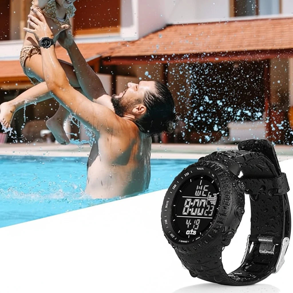 Digital Sports Watch Shock-Resistant Water-Resistant LED Backlight