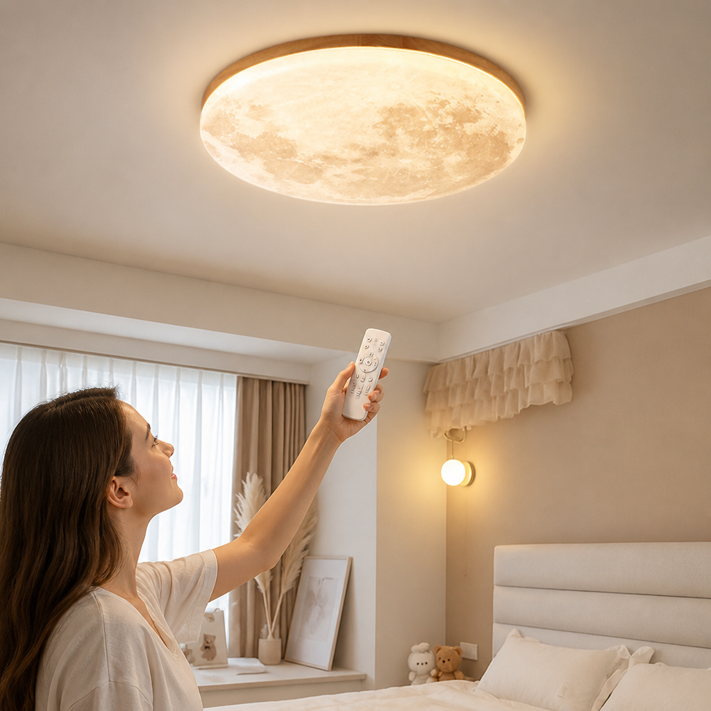 Dimmable Realistic Moon LED Ceiling Light