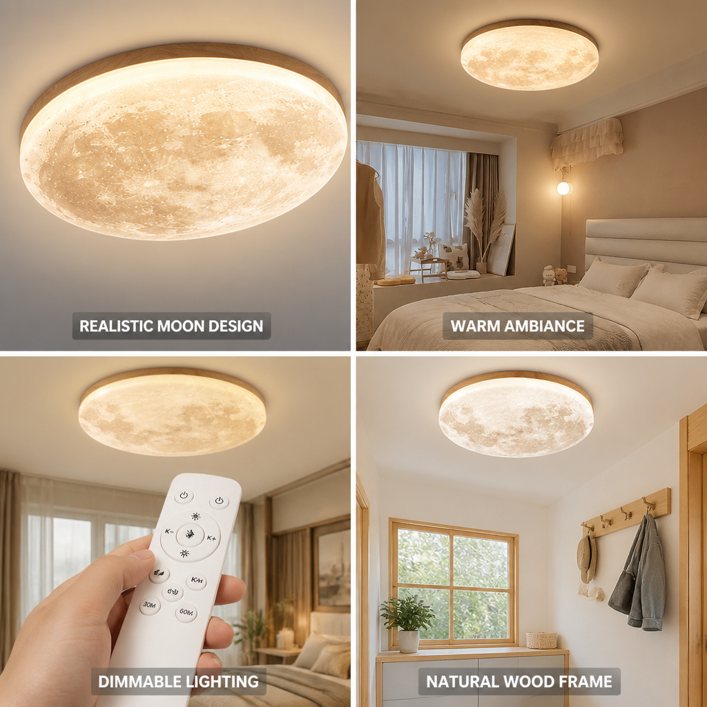 Dimmable Realistic Moon LED Ceiling Light