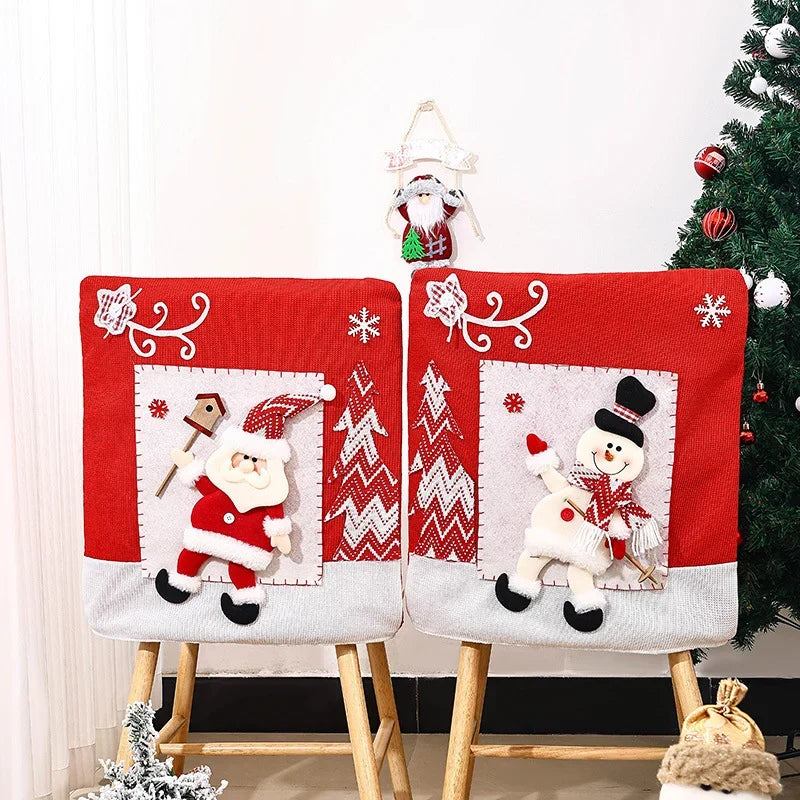 Dining Chair Covers Santa Claus Motif Universal Fit Washable
