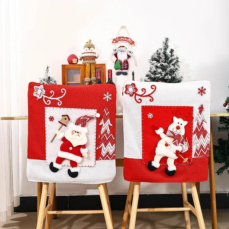 Dining Chair Covers Santa Claus Motif Universal Fit Washable