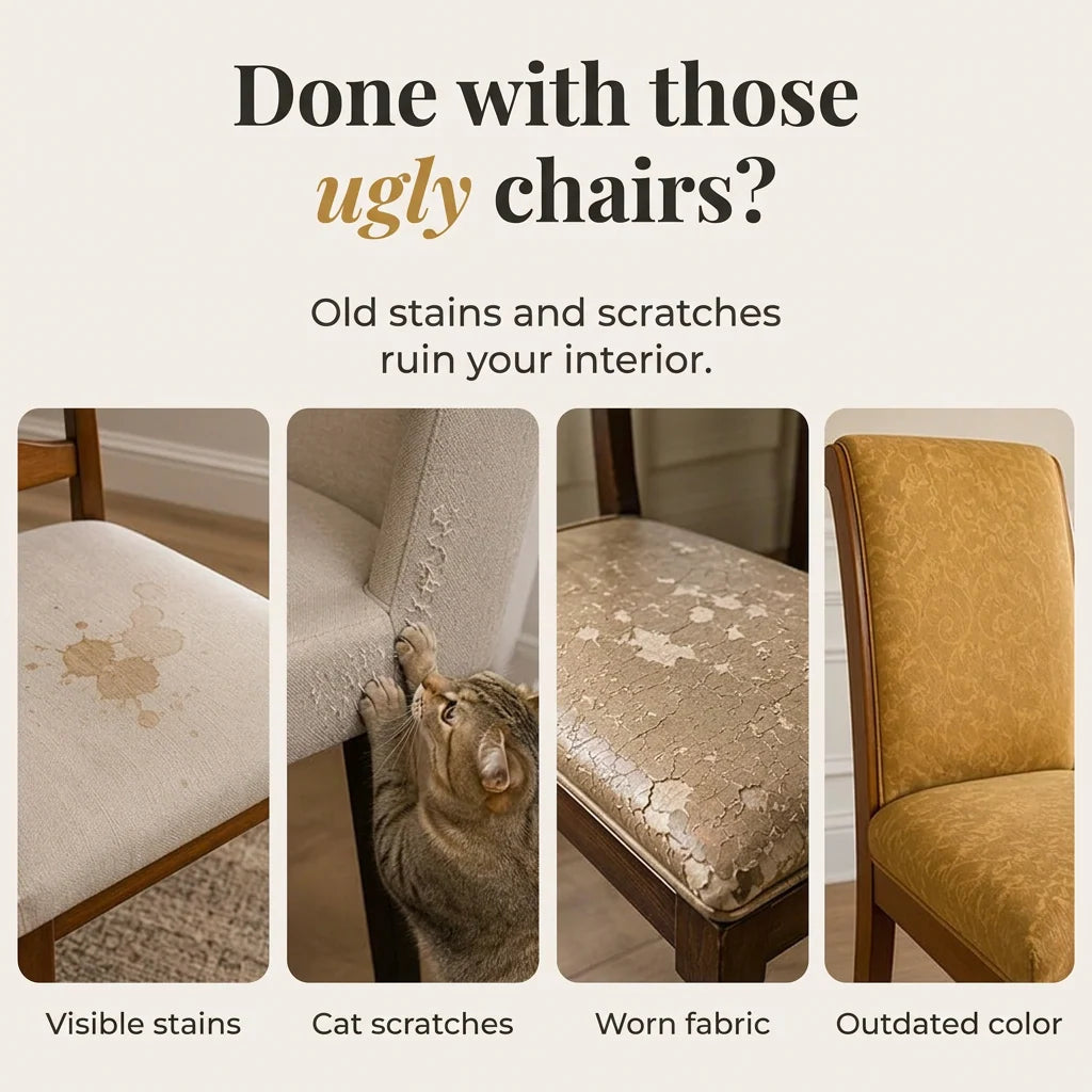 Dining Chair Covers Stretch Fit Baroque Print Machine-Washable