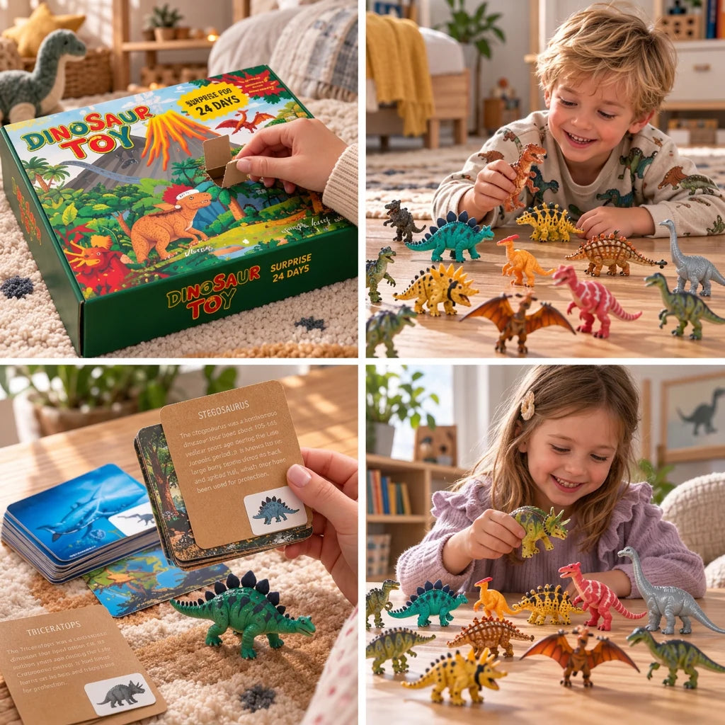 Dinosaur Advent Calendar 24-Day Christmas Countdown With Surprise Figures