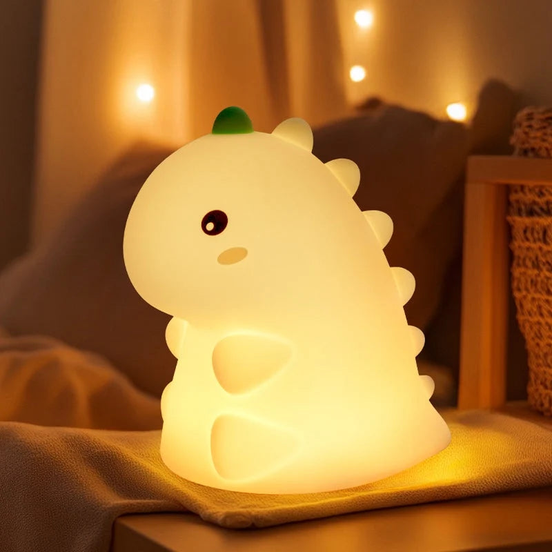 Dinosaur Night Light Soft-Touch Silicone Warm LED Glow