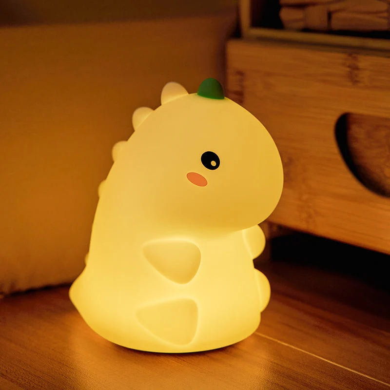 Dinosaur Night Light Soft-Touch Silicone Warm LED Glow