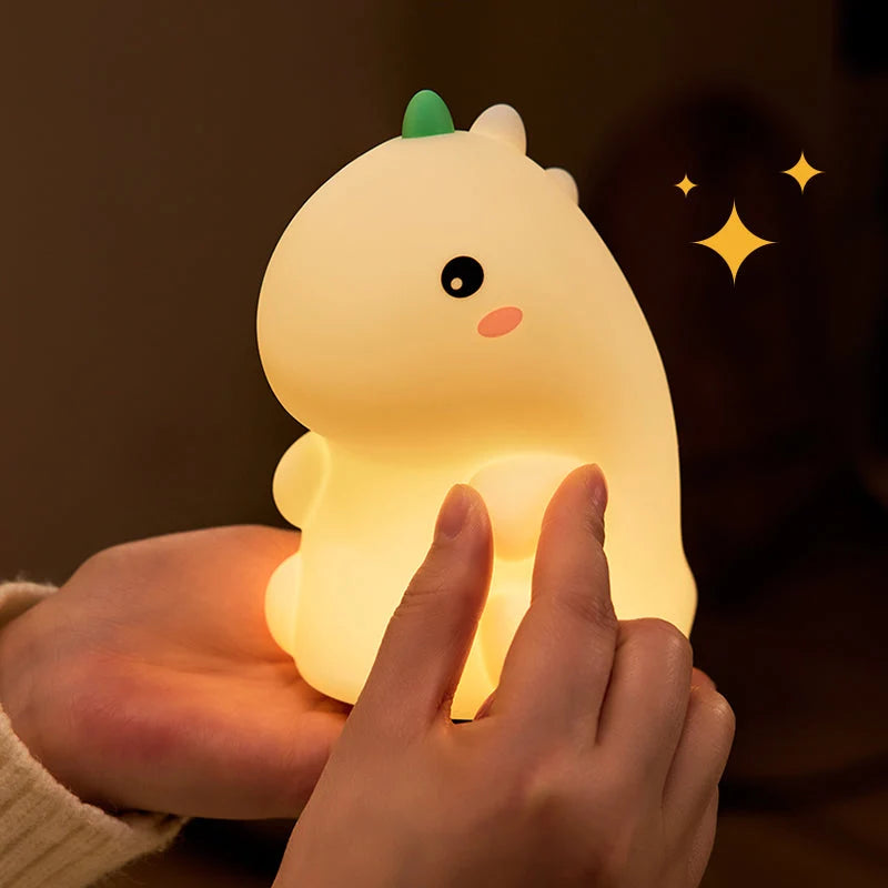 Dinosaur Night Light Soft-Touch Silicone Warm LED Glow