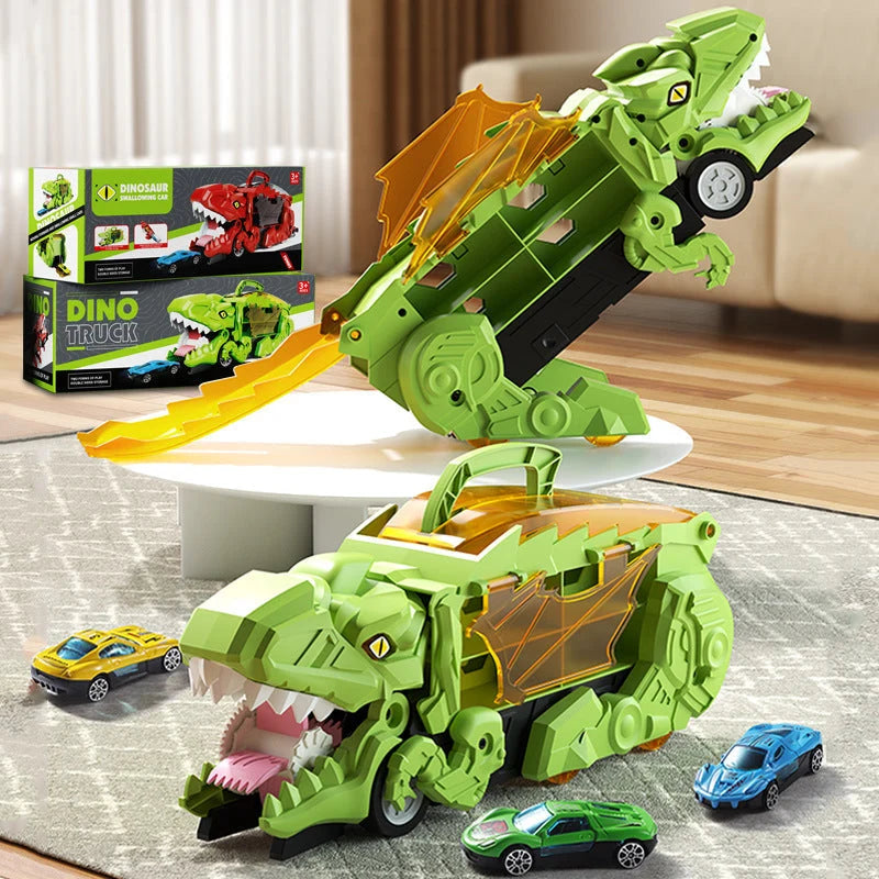 Dinosaur Truck Toy Dual-Mode LED Ramp Launcher 8 Cars