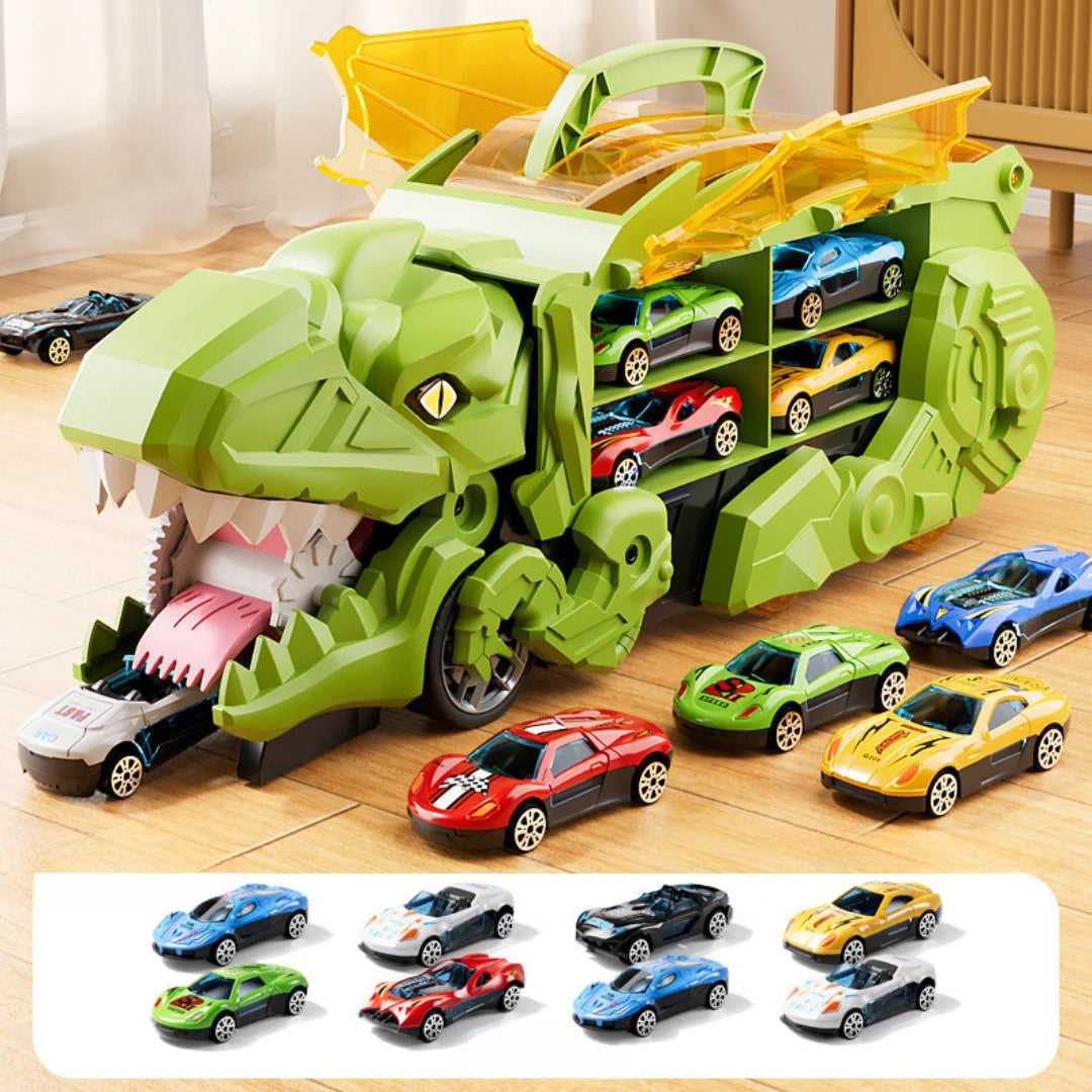 Dinosaur Truck Toy Dual-Mode LED Ramp Launcher 8 Cars