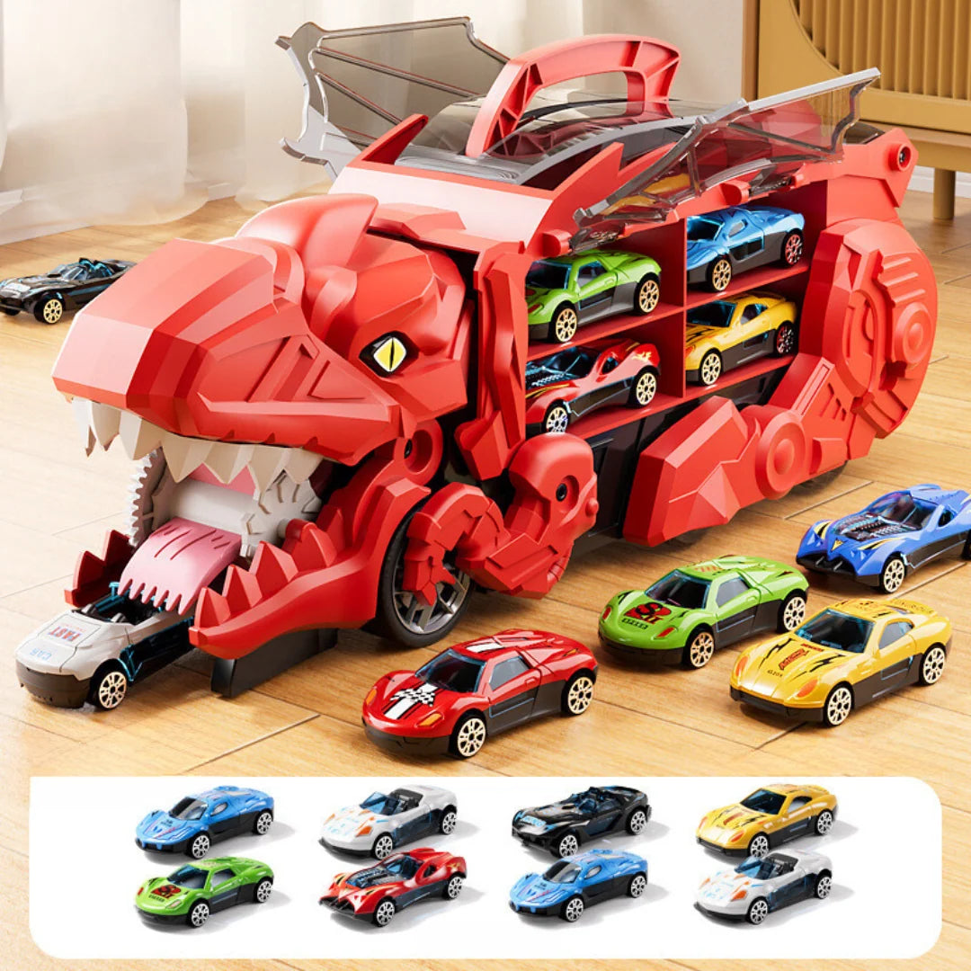 Dinosaur Truck Toy Dual-Mode LED Ramp Launcher 8 Cars