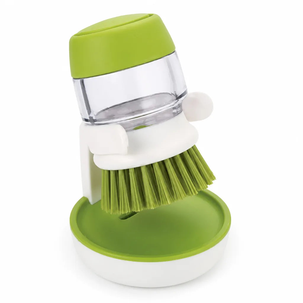 Dish Brush Built-In Soap Dispenser & Ergonomic Non-Slip Handle