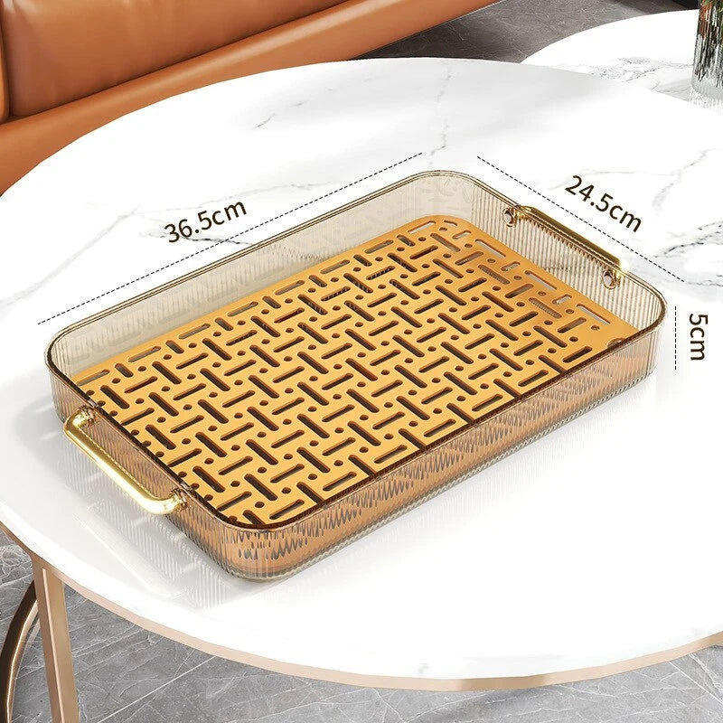 Dish Drainer Tray Dual-Purpose Serving Grid Design
