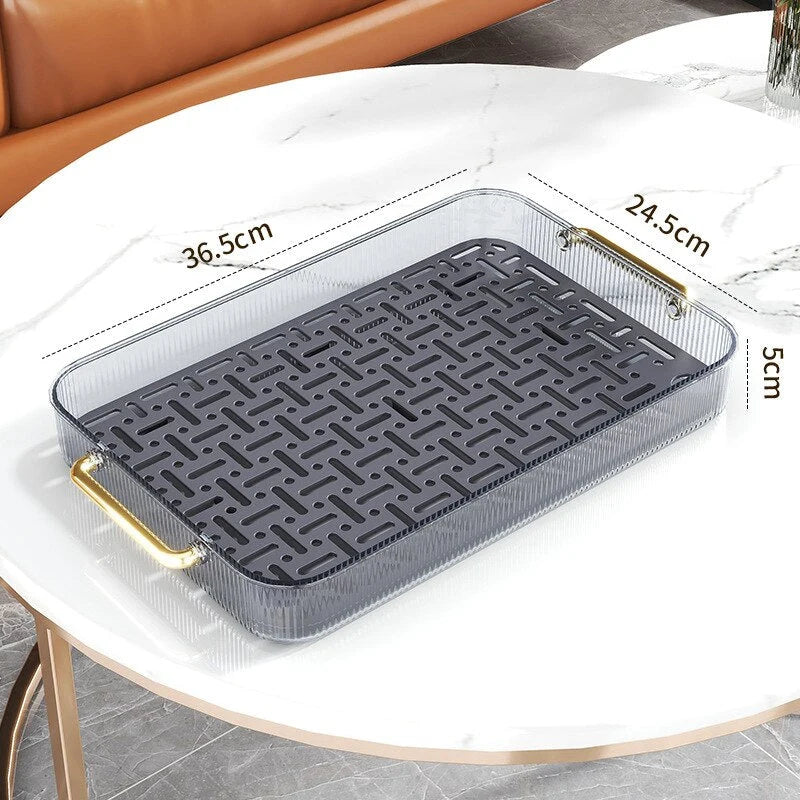 Dish Drainer Tray Dual-Purpose Serving Grid Design