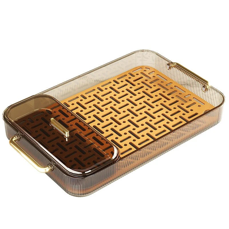 Dish Drainer Tray Dual-Purpose Serving Grid Design