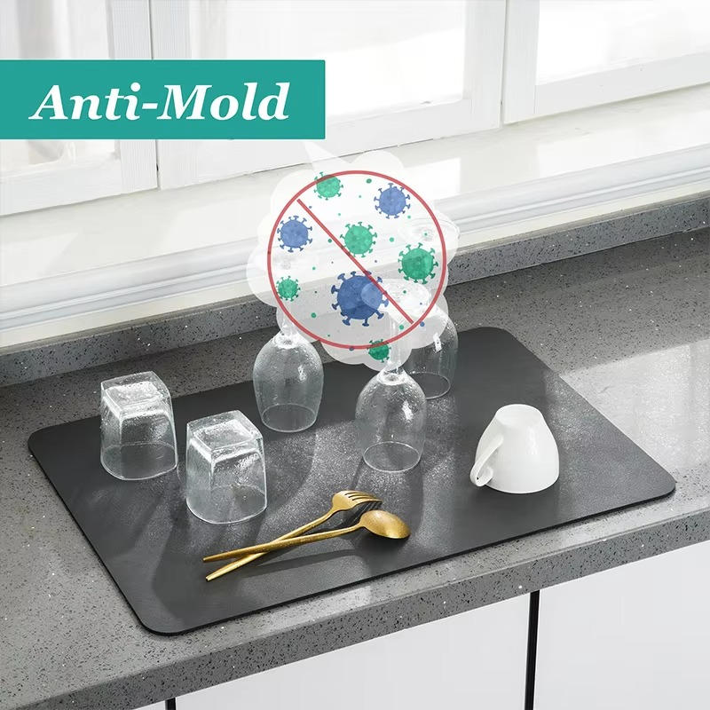 Dish Drying Mat Diatom Mud Super Absorbent Non-Slip Base