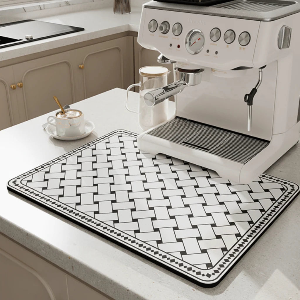 Dish Drying Mat Diatomite Highly Absorbent Quick-Drying Machine Washable