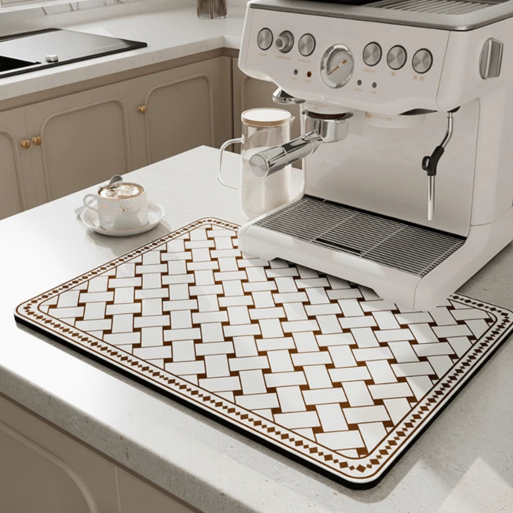 Dish Drying Mat Diatomite Highly Absorbent Quick-Drying Machine Washable