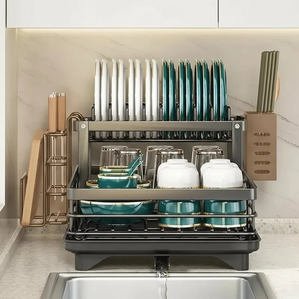 Dish Drying Rack Foldable Stainless Steel Space-Saving