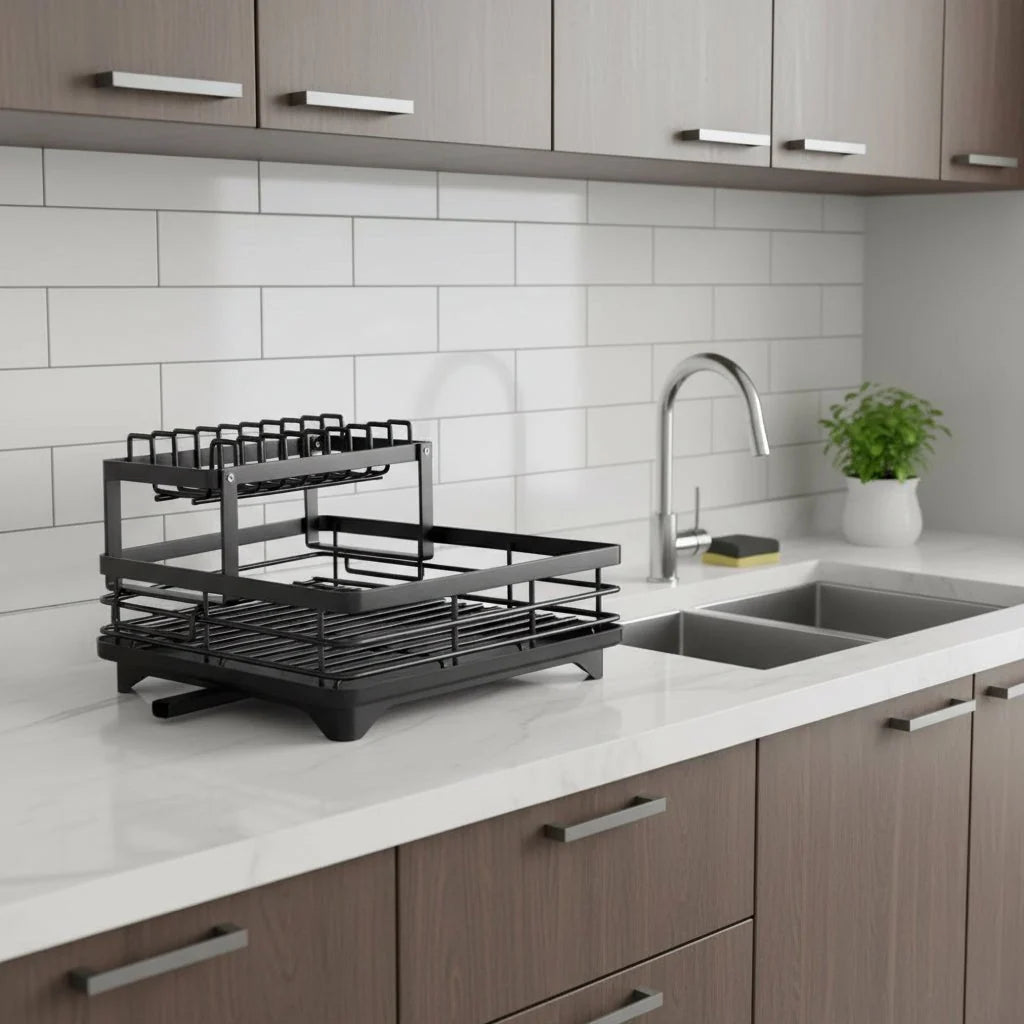 Dish Drying Rack Foldable Stainless Steel Space-Saving