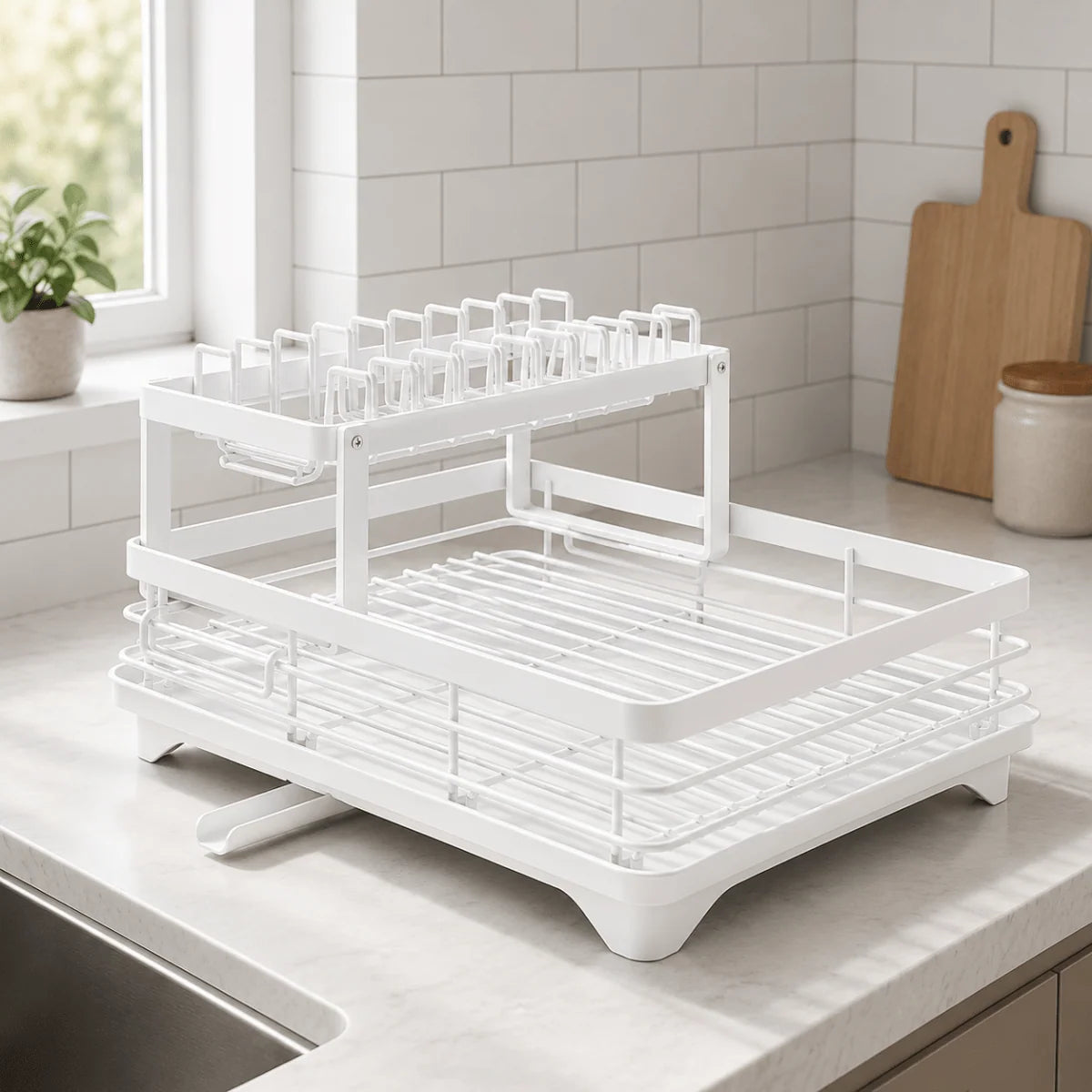 Dish Drying Rack Foldable Stainless Steel Space-Saving