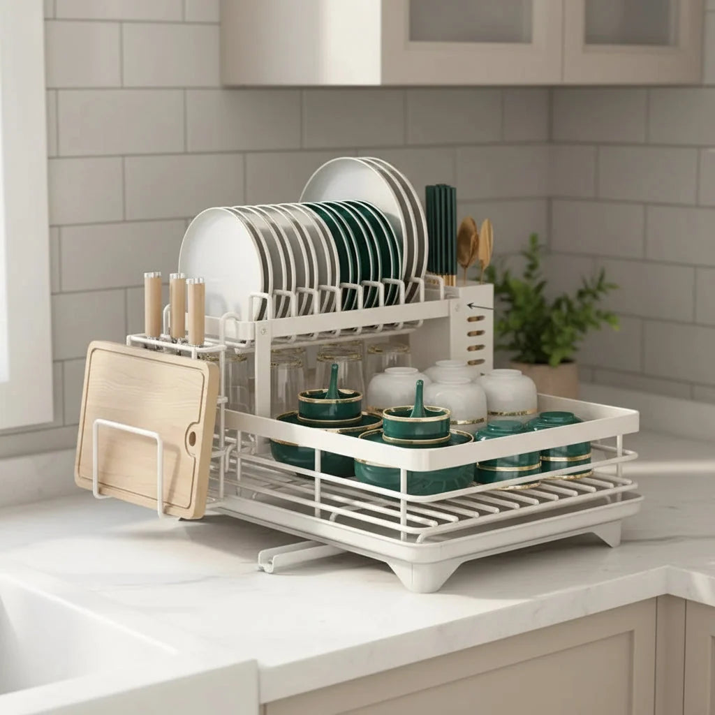 Dish Drying Rack Foldable Stainless Steel Space-Saving
