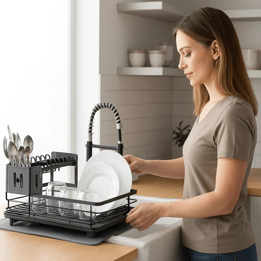Dish Drying Rack Foldable Stainless Steel Space-Saving