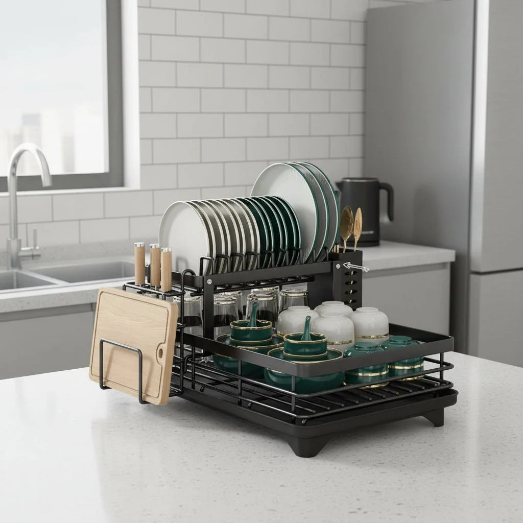 Dish Drying Rack Foldable Stainless Steel Space-Saving