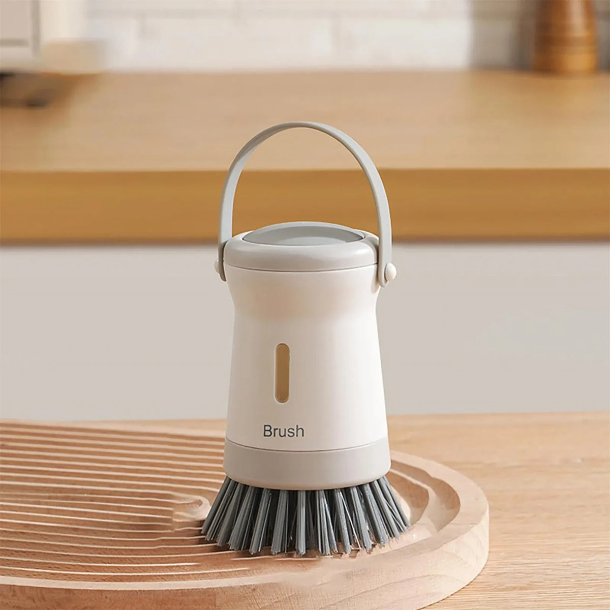 Dishwashing Brush Built-In Soap Dispenser Ergonomic Handle Hanging Storage