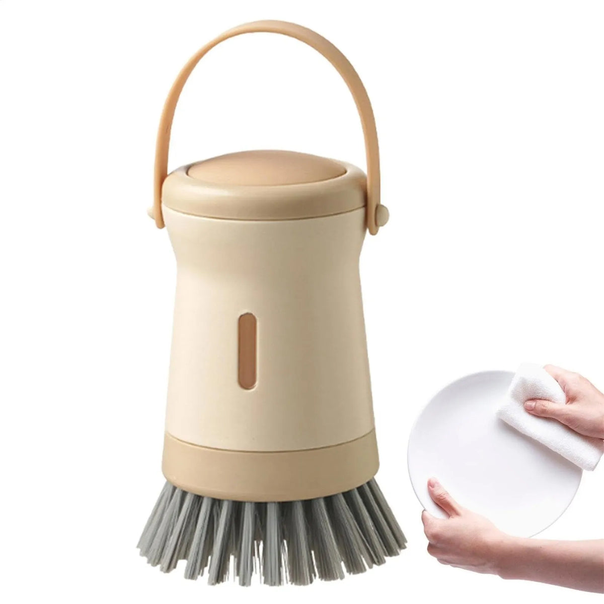 Dishwashing Brush Built-In Soap Dispenser Ergonomic Handle Hanging Storage