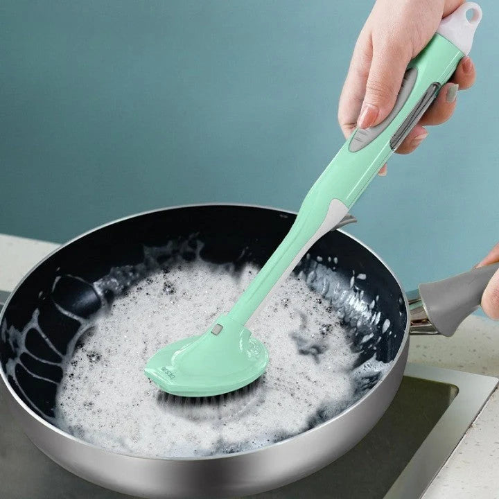 Dishwashing Brush Long Handle Soap Dispenser Non-Slip Grip