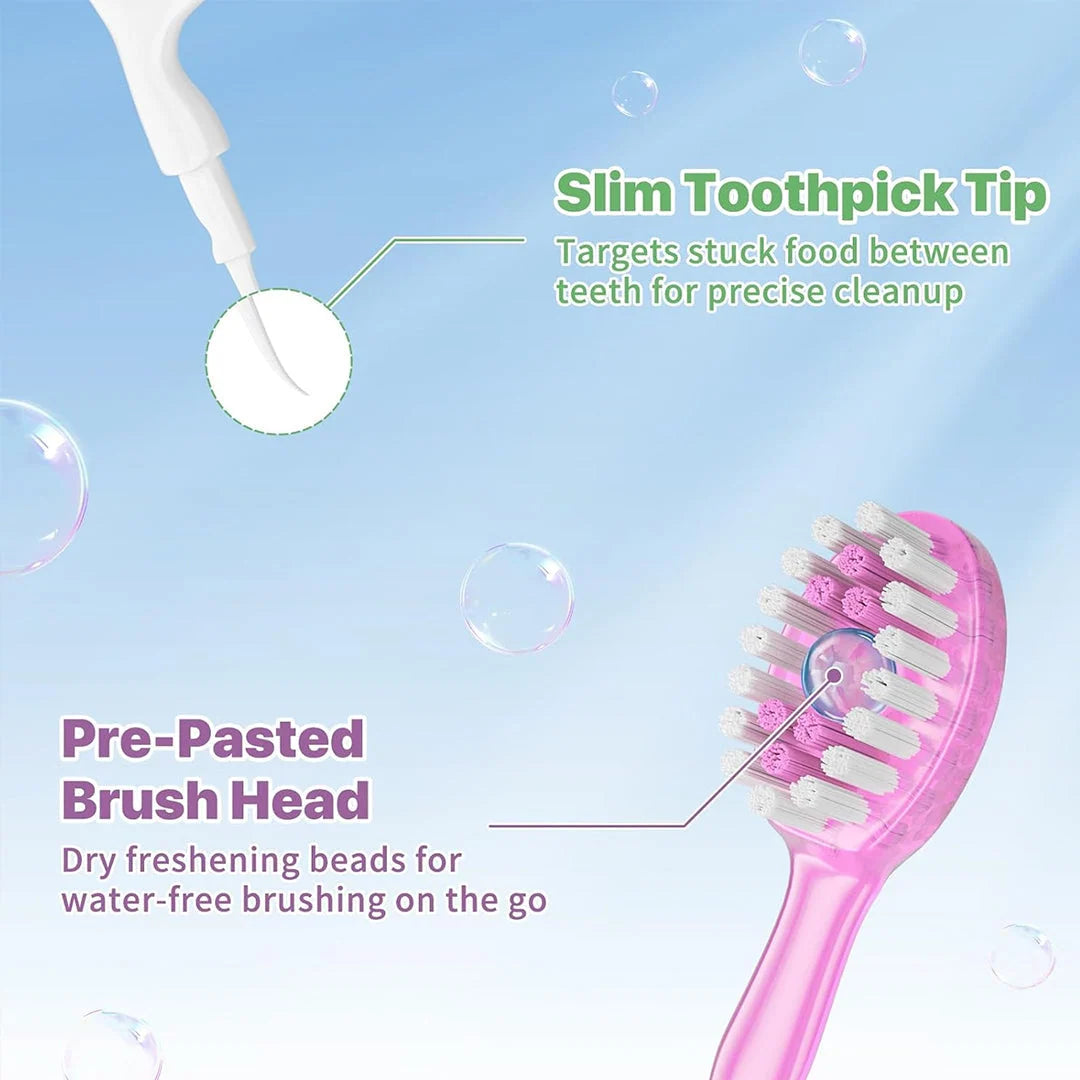 Disposable Toothbrushes Pre-Pasted No-Rinse Set of 16