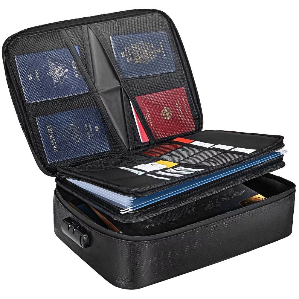 Document Safe Bag Fireproof Waterproof Built-In Lock