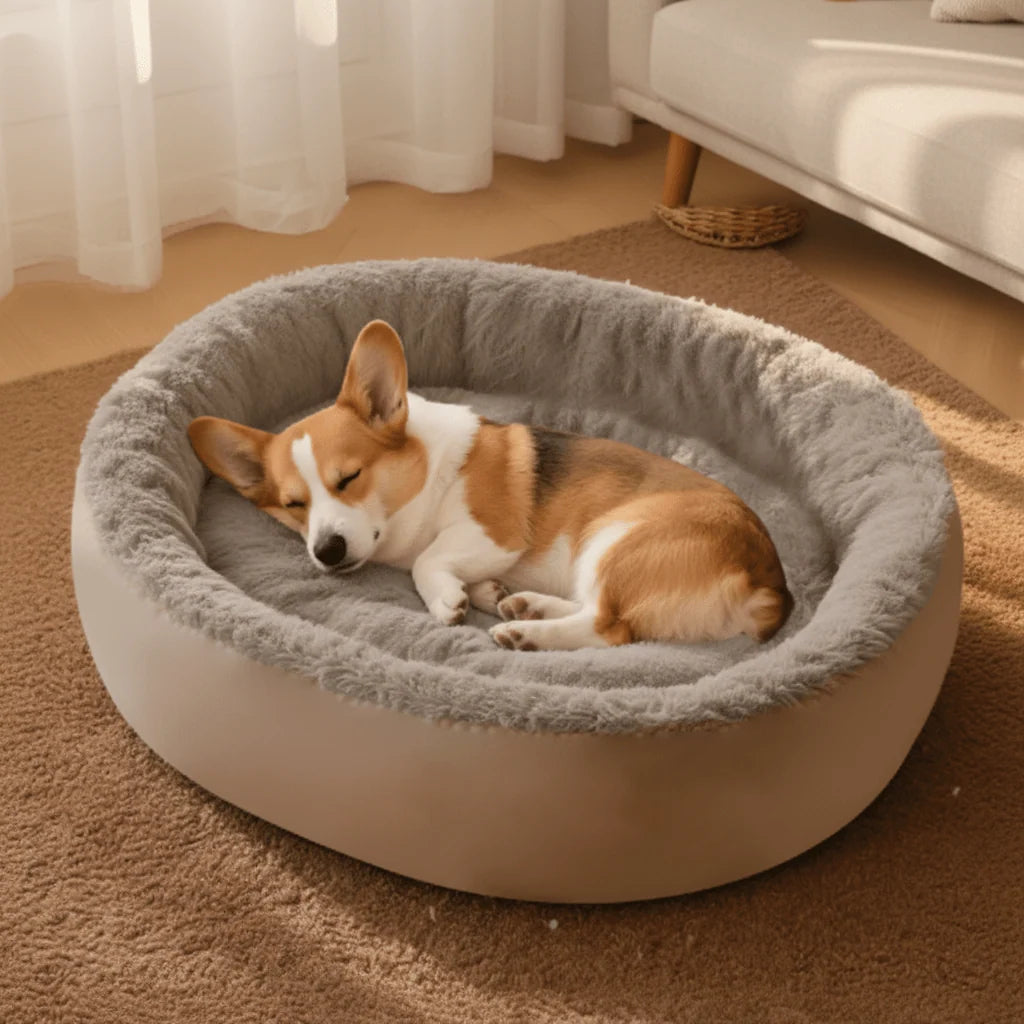 Dog Bed Arctic Fleece Donut Non-Slip Bottom