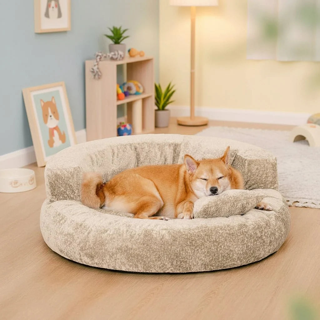 Dog Bed Orthopedic Donut Dual-Density Support Removable Washable Cover