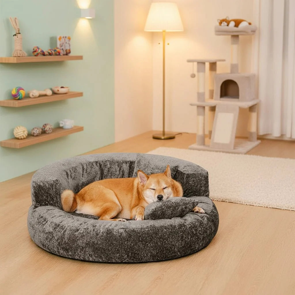 Dog Bed Orthopedic Donut Dual-Density Support Removable Washable Cover