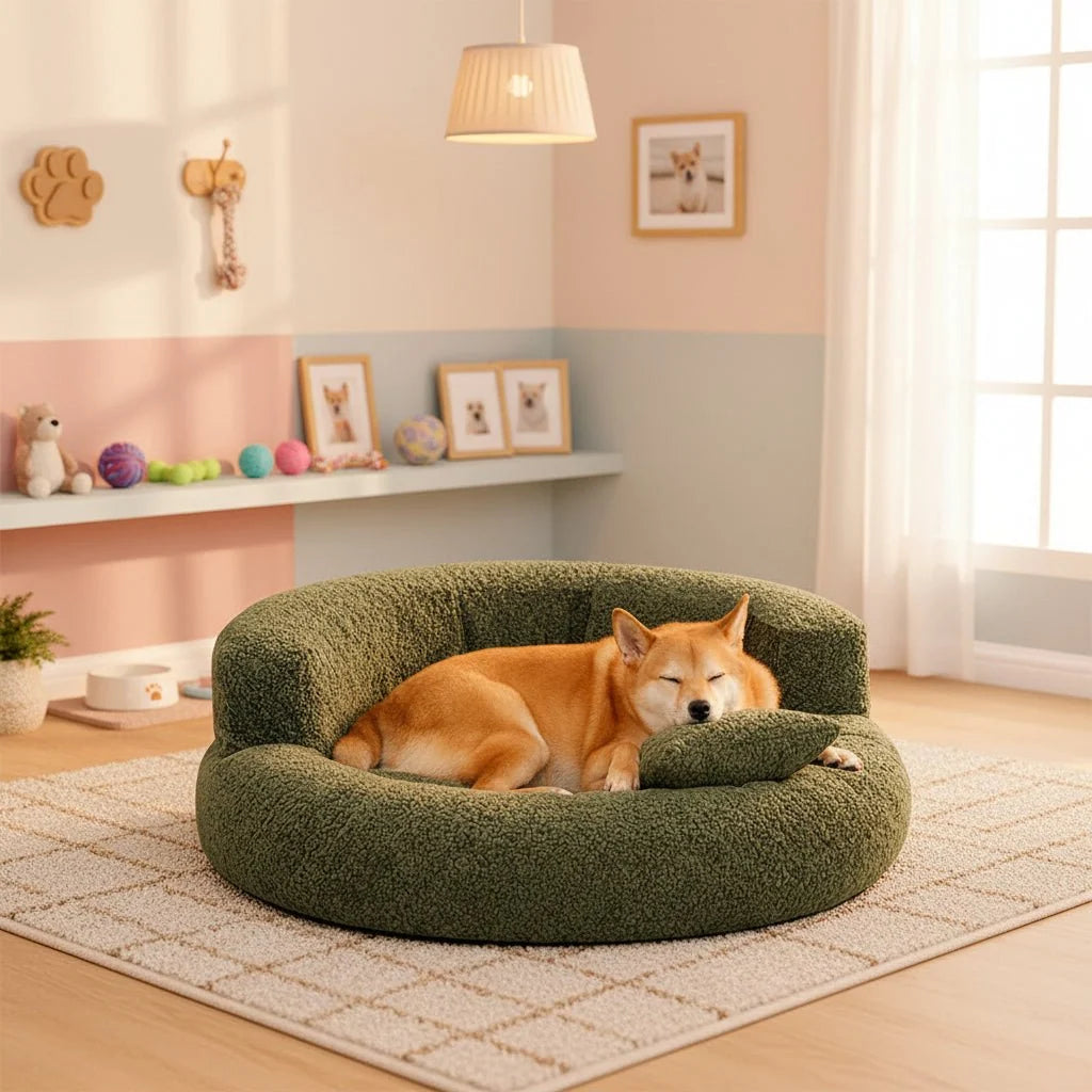 Dog Bed Orthopedic Donut Dual-Density Support Removable Washable Cover