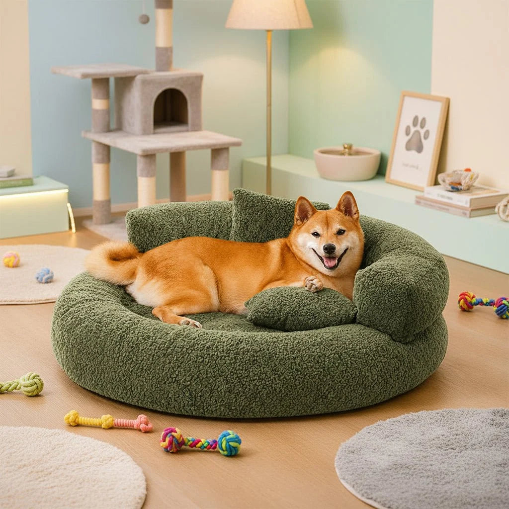 Dog Bed Orthopedic Donut Dual-Density Support Removable Washable Cover