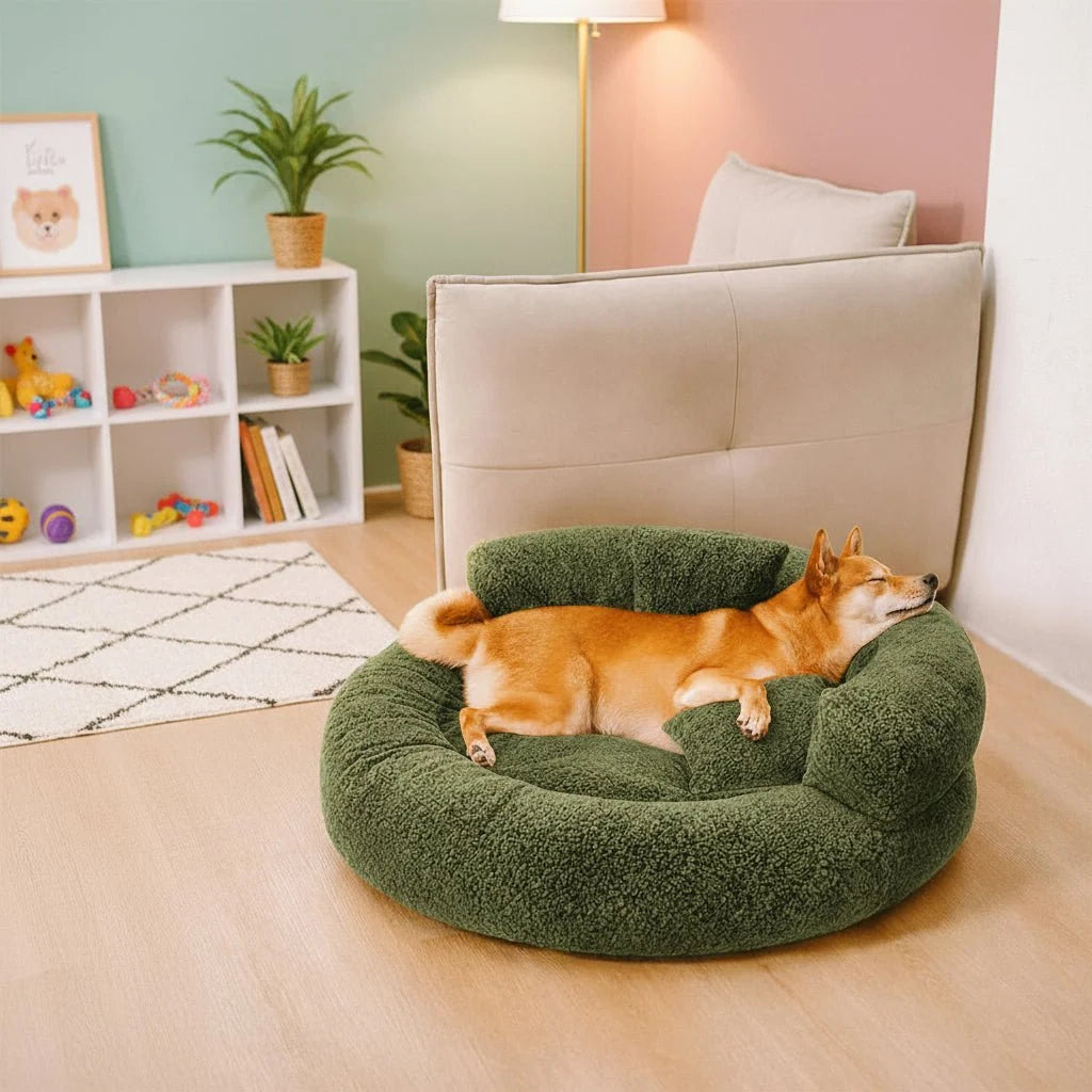 Dog Bed Orthopedic Donut Dual-Density Support Removable Washable Cover