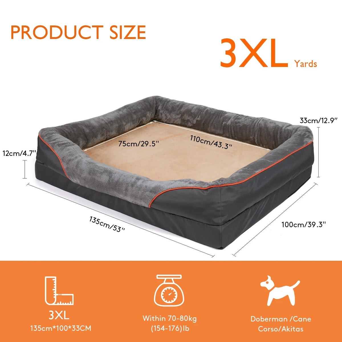 Dog Bed Orthopedic Foam Waterproof & Machine-Washable Cover