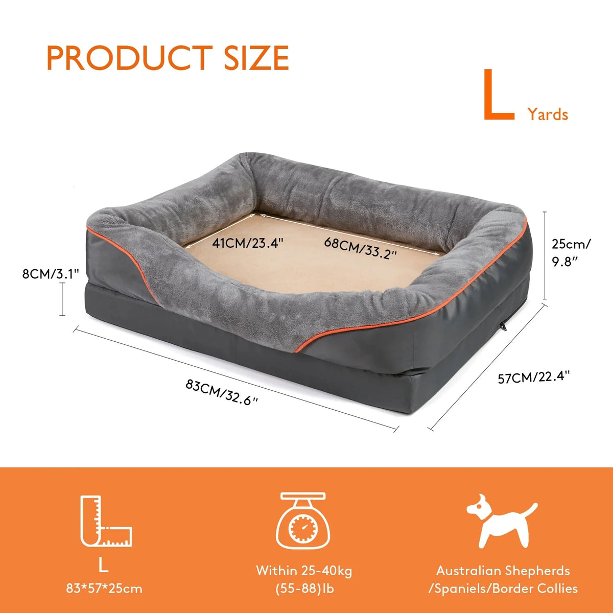 Dog Bed Orthopedic Foam Waterproof & Machine-Washable Cover