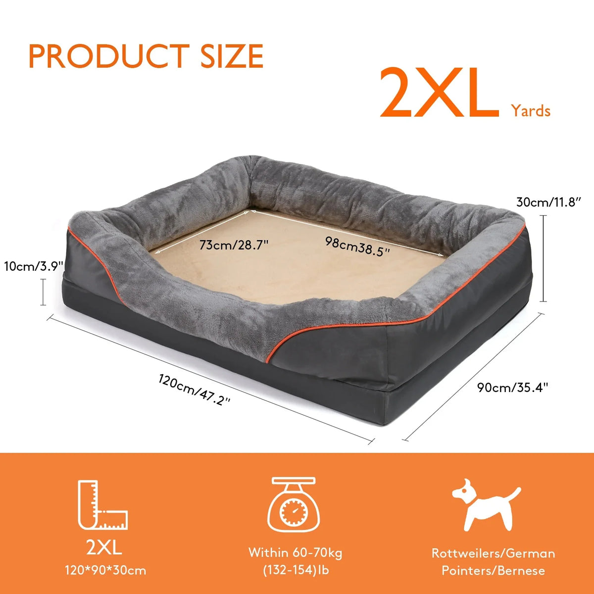 Dog Bed Orthopedic Foam Waterproof & Machine-Washable Cover