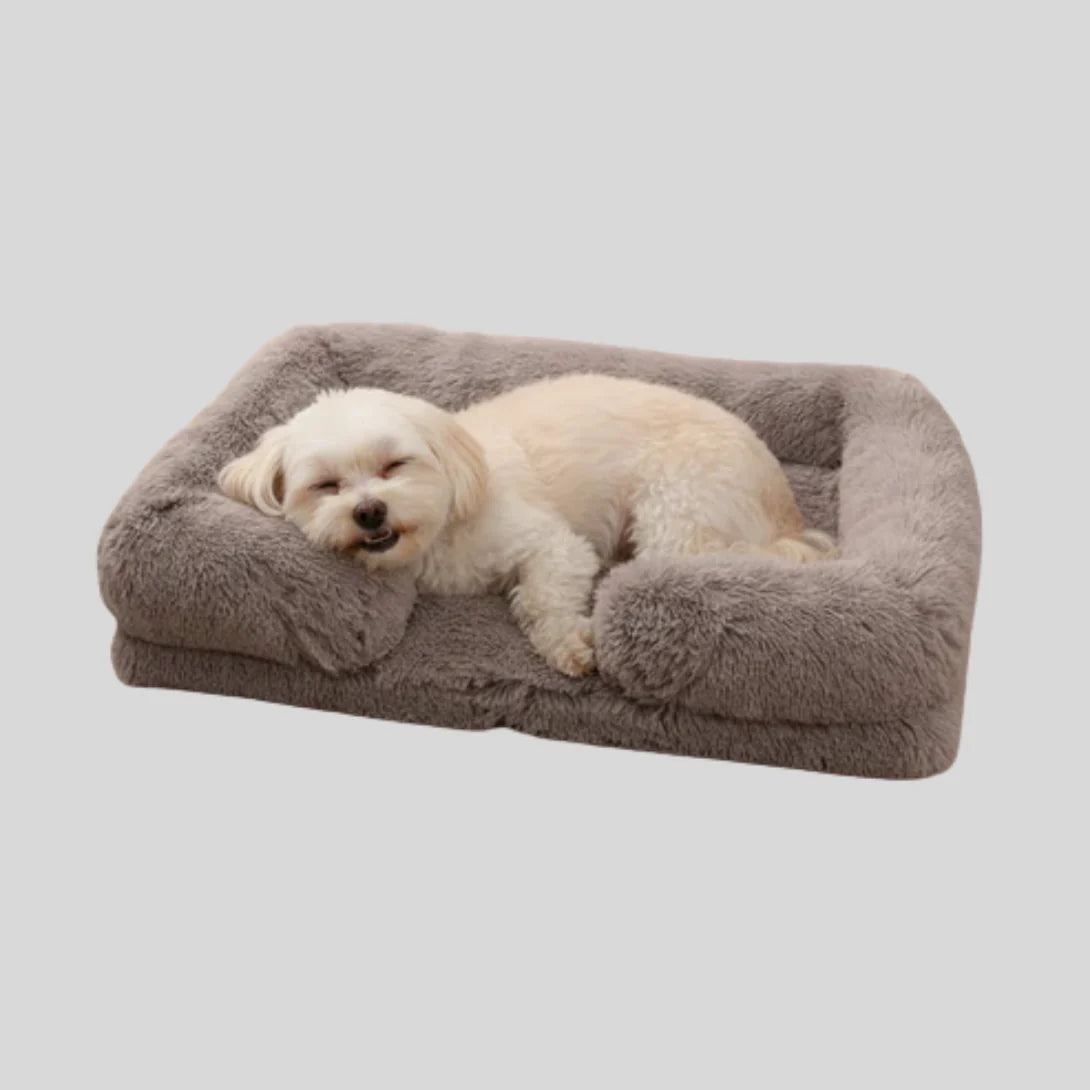 Dog Bed Plush Padded Raised Sides Removable Washable Cover