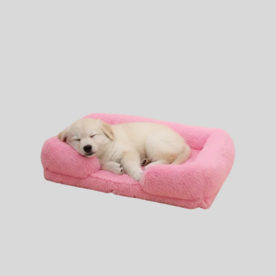 Dog Bed Plush Padded Raised Sides Removable Washable Cover